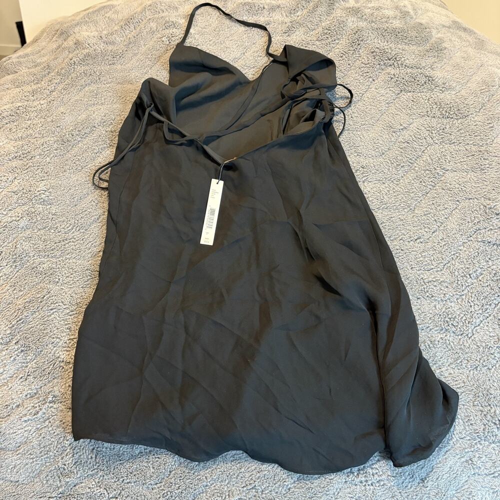 Alice + Olivia Women Cowl Neck Silk Mini Slip Dress Black Quiet Luxury NWT 0 - Picture 8 of 10